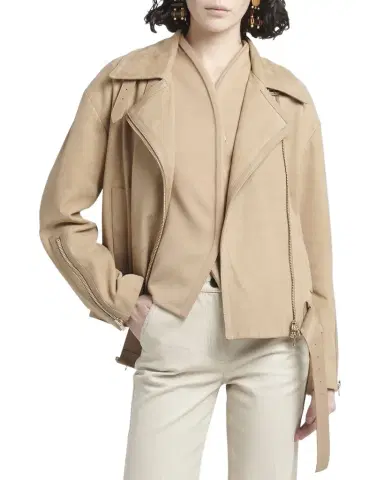 Giorgio Armani Nubuck Belted Suede Moto Jacket | Thumbnail 1