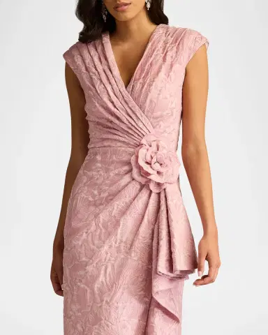Tadashi Shoji Pleated Floral Applique Jacquard Dress | Thumbnail 5 Tadashi Shoji Pleated Floral Applique Jacquard Dress | Thumbnail 5