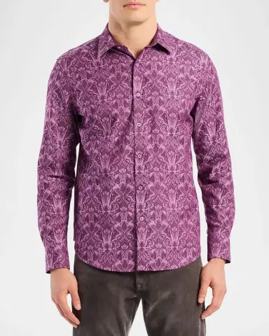 Robert Graham Men's Highland Tonal Damask Sport Shirt | Thumbnail 4 Robert Graham Men's Highland Tonal Damask Sport Shirt | Thumbnail 4