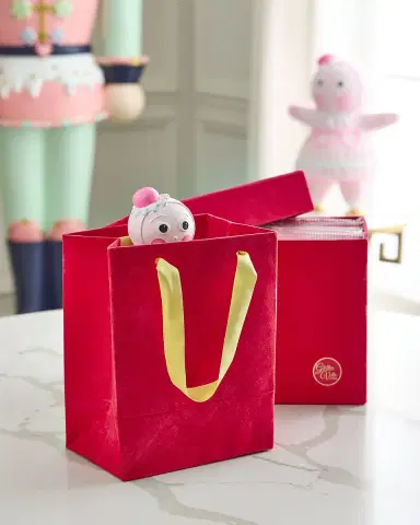 Glitterville Patisserie Red Flocked Gift Bags, Set of 10 | Thumbnail 1 Glitterville Patisserie Red Flocked Gift Bags, Set of 10 | Thumbnail 1