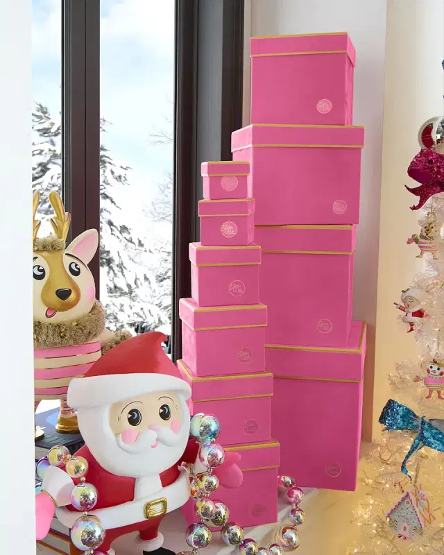 Glitterville Patisserie Square Flocked Stacking Boxes, Set of 10