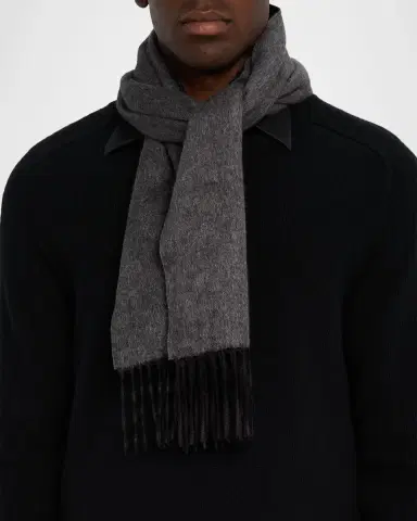 PIACENZA 1733 Men's Two-Tone Cashmere-Silk Scarf | Thumbnail 3 PIACENZA 1733 Men's Two-Tone Cashmere-Silk Scarf | Thumbnail 3