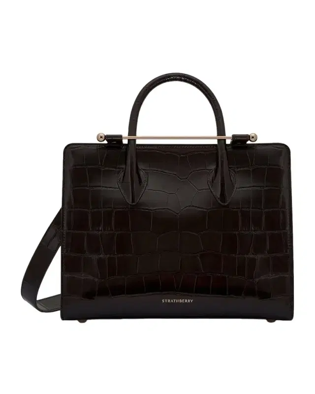 STRATHBERRY Midi Croc-Embossed Leather Tote Bag