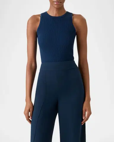 Akris Silk-Cotton Sleeveless Rib-Knit Top | Thumbnail 4