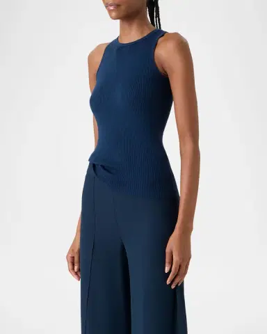 Akris Silk-Cotton Sleeveless Rib-Knit Top | Thumbnail 6