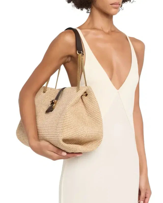 Ferragamo New Line Raffia Tote Bag
