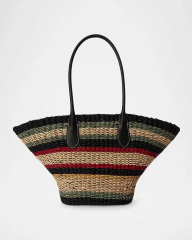 Polo Ralph Lauren Bellport Striped Raffia Basket Tote Bag | Thumbnail 2