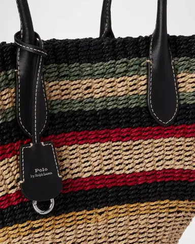 Polo Ralph Lauren Bellport Striped Raffia Basket Tote Bag | Thumbnail 4