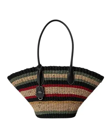 Polo Ralph Lauren Bellport Striped Raffia Basket Tote Bag | Thumbnail 1