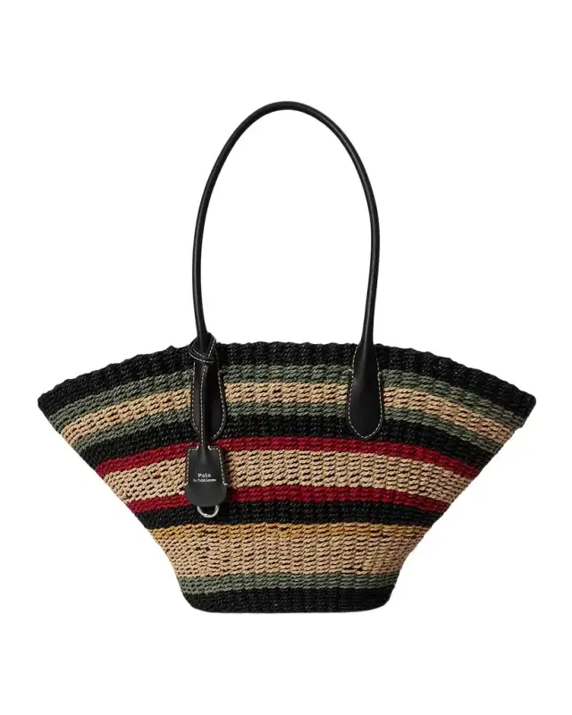 Polo Ralph Lauren Bellport Striped Raffia Basket Tote Bag