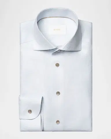 Eton Men's Semi Solid Cotton Linen Contemporary-Fit Dress Shirt | Thumbnail 2 Eton Men's Semi Solid Cotton Linen Contemporary-Fit Dress Shirt | Thumbnail 2