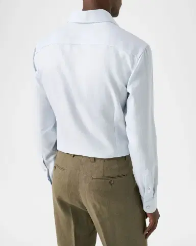 Eton Men's Semi Solid Cotton Linen Contemporary-Fit Dress Shirt | Thumbnail 3 Eton Men's Semi Solid Cotton Linen Contemporary-Fit Dress Shirt | Thumbnail 3