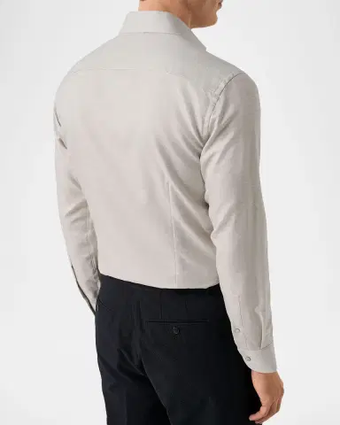 Eton Men's Semi Solid Cotton Linen Contemporary-Fit Dress Shirt | Thumbnail 3 Eton Men's Semi Solid Cotton Linen Contemporary-Fit Dress Shirt | Thumbnail 3