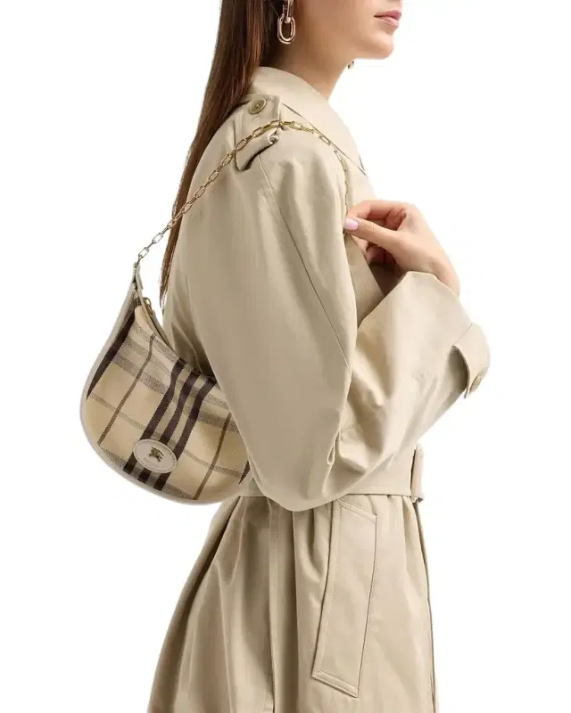 Burberry Highlands Coated Check Shoulder Bag