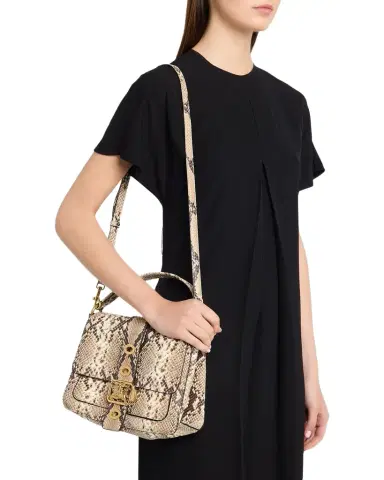 Burberry Rider Small Python-Print Leather Top-Handle Bag | Thumbnail 1 Burberry Rider Small Python-Print Leather Top-Handle Bag | Thumbnail 1