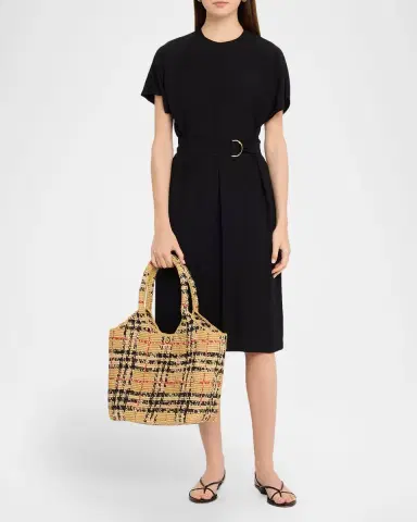 Burberry Small Margate Crochet Raffia Tote Bag | Thumbnail 4 Burberry Small Margate Crochet Raffia Tote Bag | Thumbnail 4