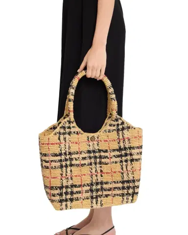 Burberry Small Margate Crochet Raffia Tote Bag | Thumbnail 1 Burberry Small Margate Crochet Raffia Tote Bag | Thumbnail 1