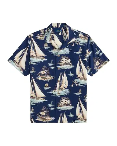 Polo Ralph Lauren Men's Classic Fit Sailboat-Print Oxford Camp Shirt | Thumbnail 1 Polo Ralph Lauren Men's Classic Fit Sailboat-Print Oxford Camp Shirt | Thumbnail 1