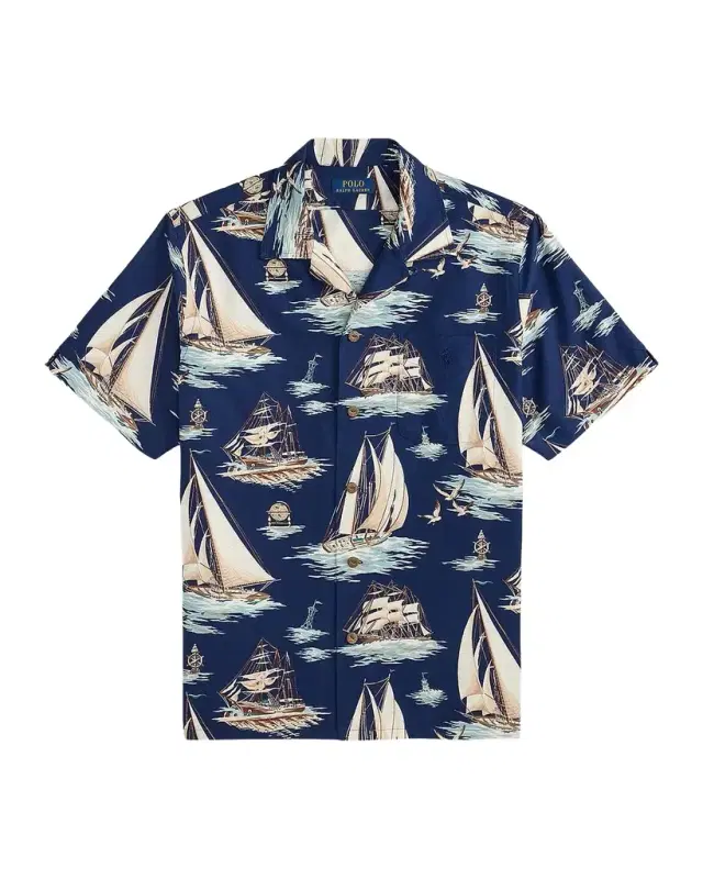 Polo Ralph Lauren Men 's Classic Fit Sailboat-Print Oxford Camp Shirt