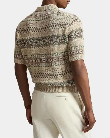 Polo Ralph Lauren Men's Fair Isle Linen-Cotton Polo Sweater | Thumbnail 3 Polo Ralph Lauren Men's Fair Isle Linen-Cotton Polo Sweater | Thumbnail 3