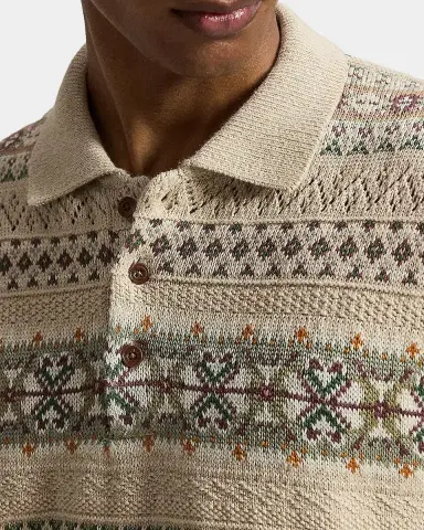 Polo Ralph Lauren Men's Fair Isle Linen-Cotton Polo Sweater | Thumbnail 5 Polo Ralph Lauren Men's Fair Isle Linen-Cotton Polo Sweater | Thumbnail 5