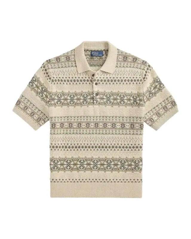 Polo Ralph Lauren Men 's Fair Isle Linen-Cotton Polo Sweater