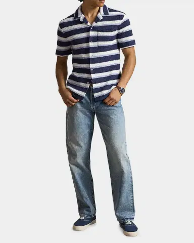 Polo Ralph Lauren Men's Stripe Herringbone Camp Shirt | Thumbnail 2 Polo Ralph Lauren Men's Stripe Herringbone Camp Shirt | Thumbnail 2