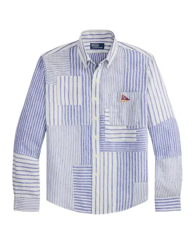 Polo Ralph Lauren Men 's Classic Fit Patchwork Linen Sport Shirt