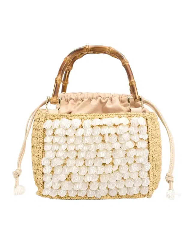 BTB Los Angeles Brielle Mini Embellished Raffia Tote Bag