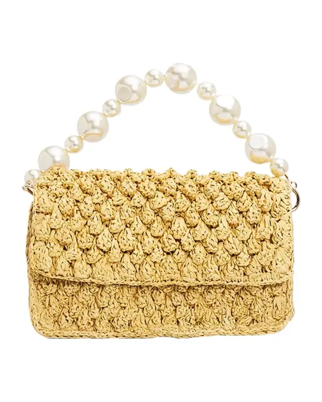 BTB Los Angeles Leilani Raffia Top Handle Bag