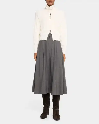 Brunello Cucinelli Virgin Wool A-Line Midi Skirt | Thumbnail 2 Brunello Cucinelli Virgin Wool A-Line Midi Skirt | Thumbnail 2
