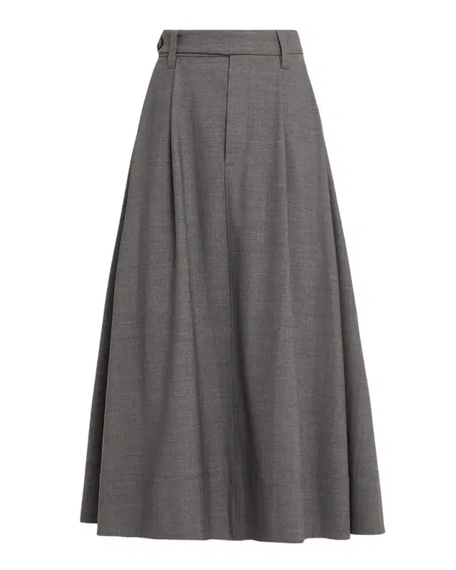 Brunello Cucinelli Virgin Wool A-Line Midi Skirt
