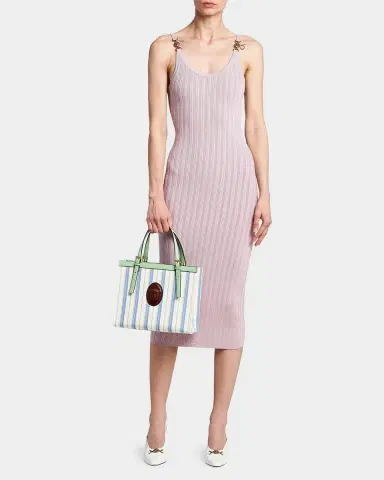Versace La Vacanza Medium Striped Canvas Tote Bag | Thumbnail 4 Versace La Vacanza Medium Striped Canvas Tote Bag | Thumbnail 4