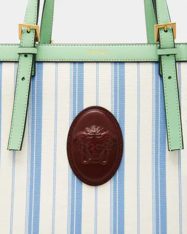 Versace La Vacanza Medium Striped Canvas Tote Bag | Thumbnail 5 Versace La Vacanza Medium Striped Canvas Tote Bag | Thumbnail 5