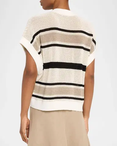Brunello Cucinelli Striped Net Knit Vest | Thumbnail 3