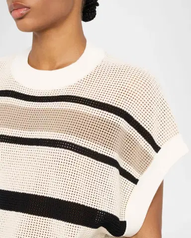 Brunello Cucinelli Striped Net Knit Vest | Thumbnail 5