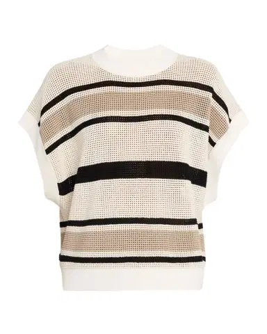 Brunello Cucinelli Striped Net Knit Vest | Thumbnail 1