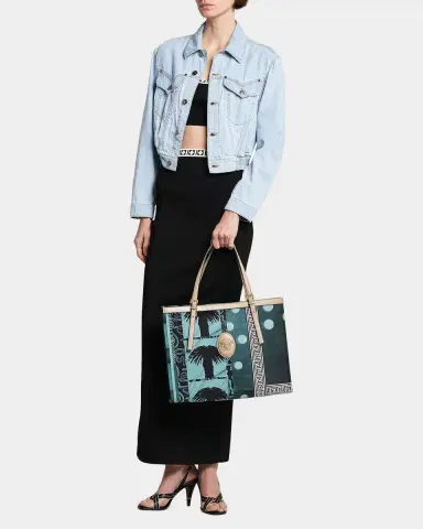 Versace Large Palm-Print Medusa Logo Tote Bag | Thumbnail 3 Versace Large Palm-Print Medusa Logo Tote Bag | Thumbnail 3