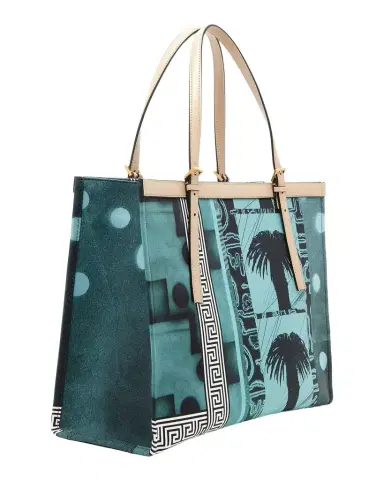 Versace Large Palm-Print Medusa Logo Tote Bag | Thumbnail 1 Versace Large Palm-Print Medusa Logo Tote Bag | Thumbnail 1