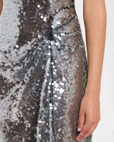 Lapointe Draped Sequined Mesh Sleeveless Gown | Thumbnail 5 Lapointe Draped Sequined Mesh Sleeveless Gown | Thumbnail 5