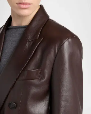 Giorgio Armani Double-Breasted Leather Jacket | Thumbnail 4 Giorgio Armani Double-Breasted Leather Jacket | Thumbnail 4