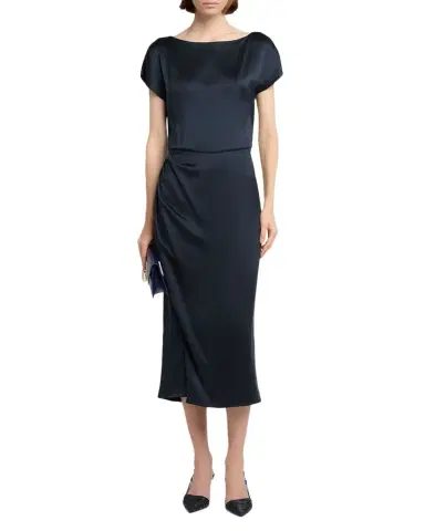 Giorgio Armani Cap-Sleeve Draped Satin Midi Dress | Thumbnail 1
