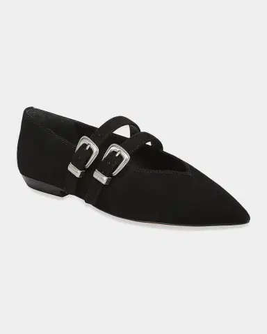 Veronica Beard Bancroft Buckles Suede Mary Jane Ballerina Flats | Thumbnail 4 Veronica Beard Bancroft Buckles Suede Mary Jane Ballerina Flats | Thumbnail 4