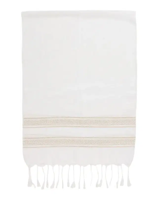 Brunello Cucinelli Embroidered Linen Fringe-Trim Scarf