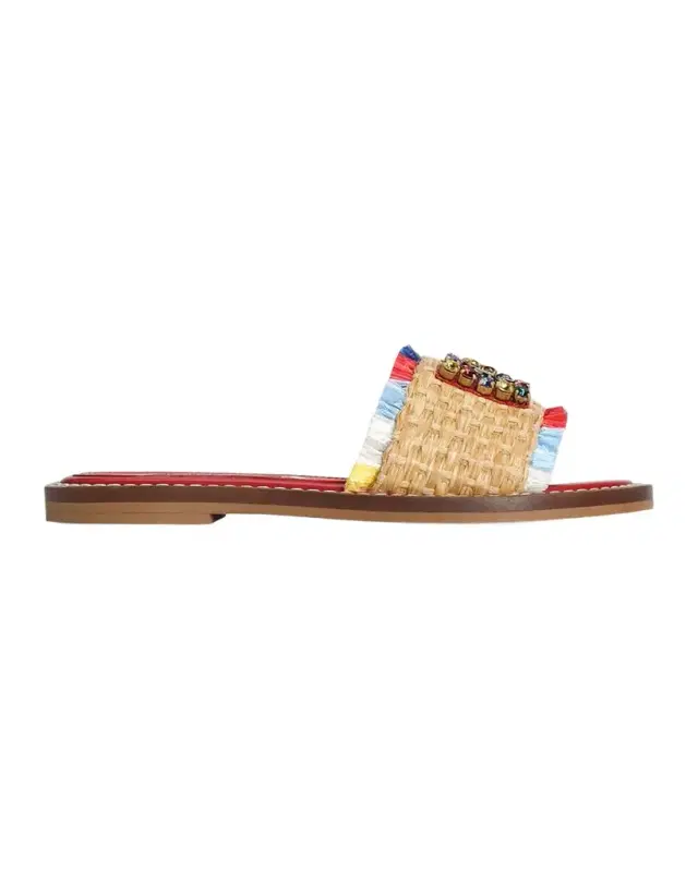 Dolce & Gabbana Girl 's Crystal-Embellished Raffia Slide Sandals, Toddler/Kids