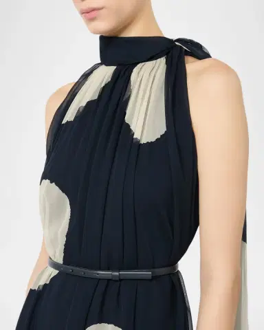 Max Mara Polka-Dot Silk Chiffon Scarf-Neck Halter Maxi Dress | Thumbnail 4 Max Mara Polka-Dot Silk Chiffon Scarf-Neck Halter Maxi Dress | Thumbnail 4