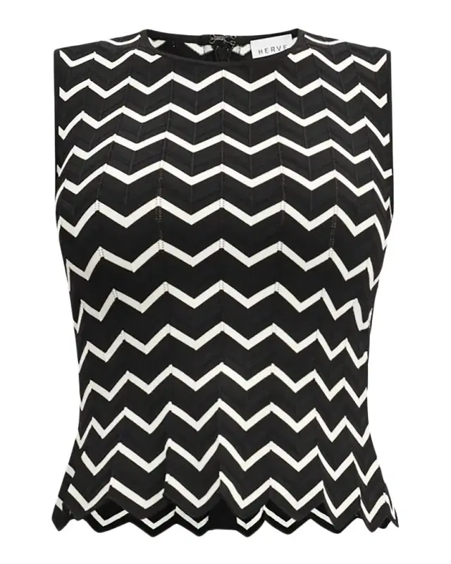 Hervé Léger The Giana Chevron Knit Top