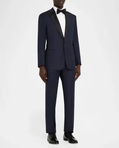 Giorgio Armani Men's Soft Woven Satin-Trim Single-Breasted Suit | Thumbnail 2 Giorgio Armani Men's Soft Woven Satin-Trim Single-Breasted Suit | Thumbnail 2