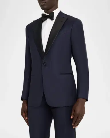 Giorgio Armani Men's Soft Woven Satin-Trim Single-Breasted Suit | Thumbnail 4 Giorgio Armani Men's Soft Woven Satin-Trim Single-Breasted Suit | Thumbnail 4