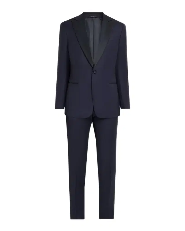Men 's Soft Woven Satin-Trim Single-Breasted Suit